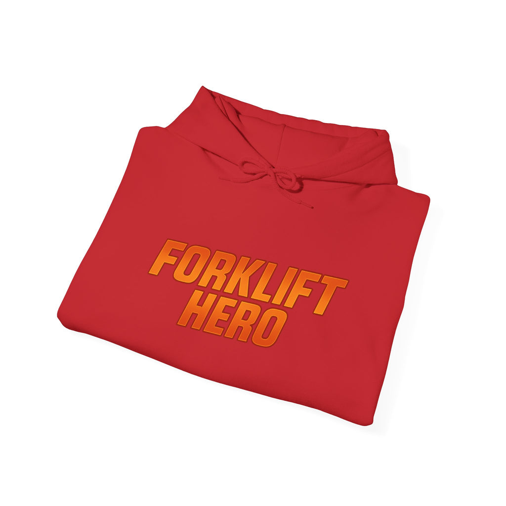 Forklift Hero Hoodie — Retro Orange Workwear Pullover for Warehouse Workers & Drivers