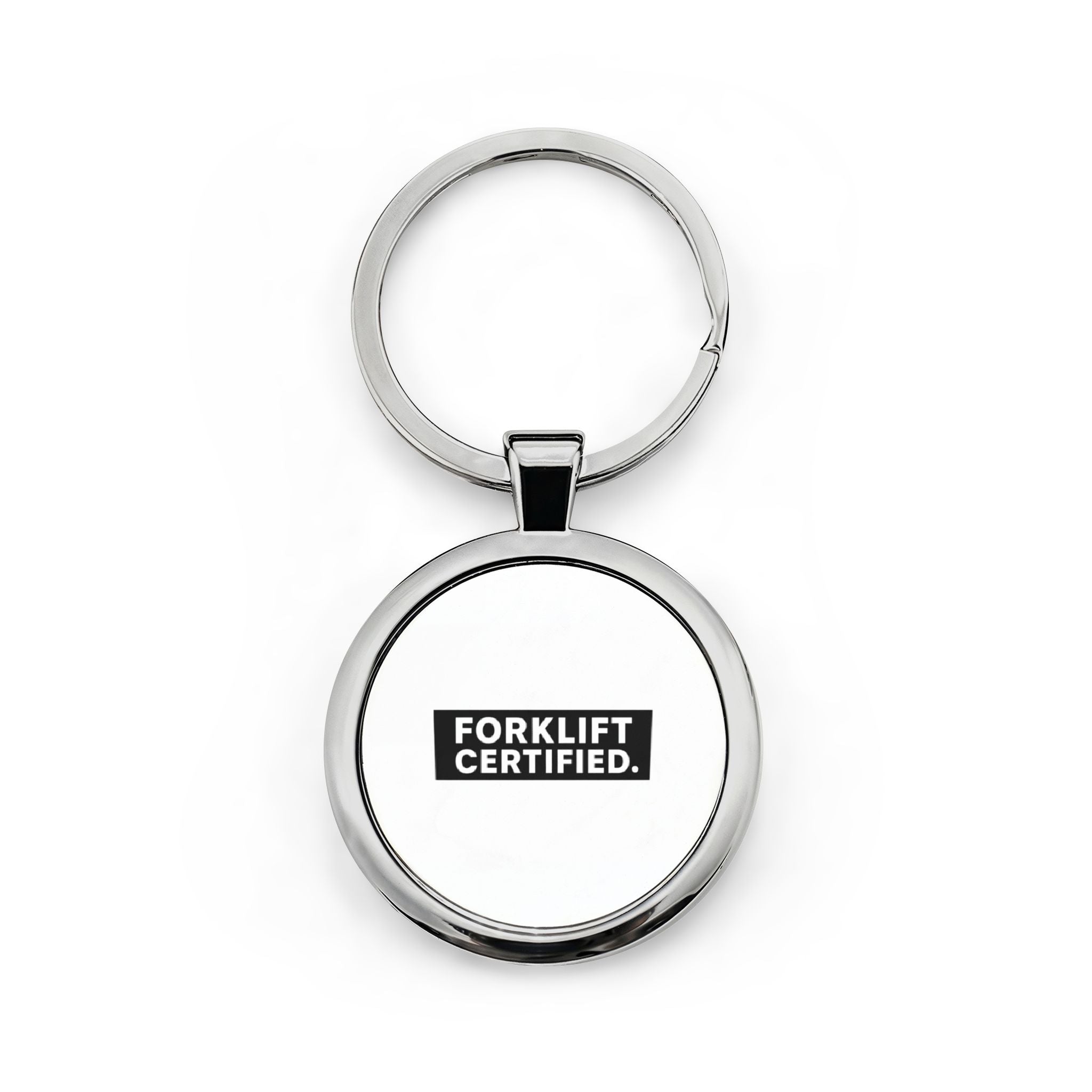 Forklift Certified Stainless Steel Keychain — Durable Round Keyring for Truck Drivers & Warehouse Workers