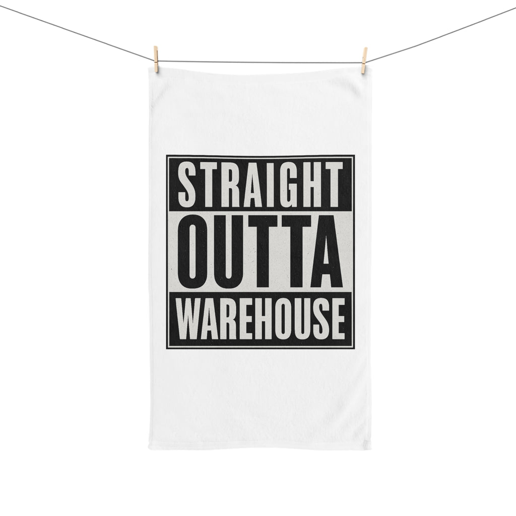 Straight Outta Warehouse Hand Towel — Funny Industrial Work Crew Gift